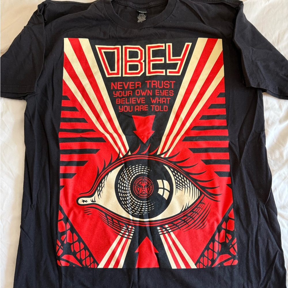Obey Black and Red Graphic Men's Shirt